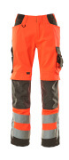 15579-860-14010 Trousers with kneepad pockets - hi-vis orange/dark navy