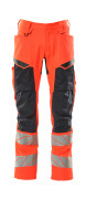 19579-236-14010 Trousers with kneepad pockets - hi-vis orange/dark navy