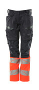 19678-236-01014 Trousers with kneepad pockets - dark navy/hi-vis orange