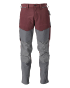 22379-311-2289 Trousers with kneepad pockets - bordeaux/stone grey